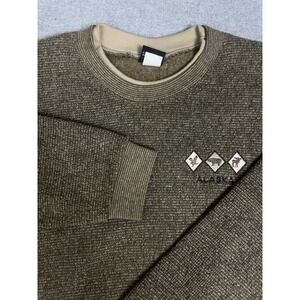 VTG 90s Sweater Mens XL Oatmeal Knit‎ Boxy USA Made Alaska Western Y2K